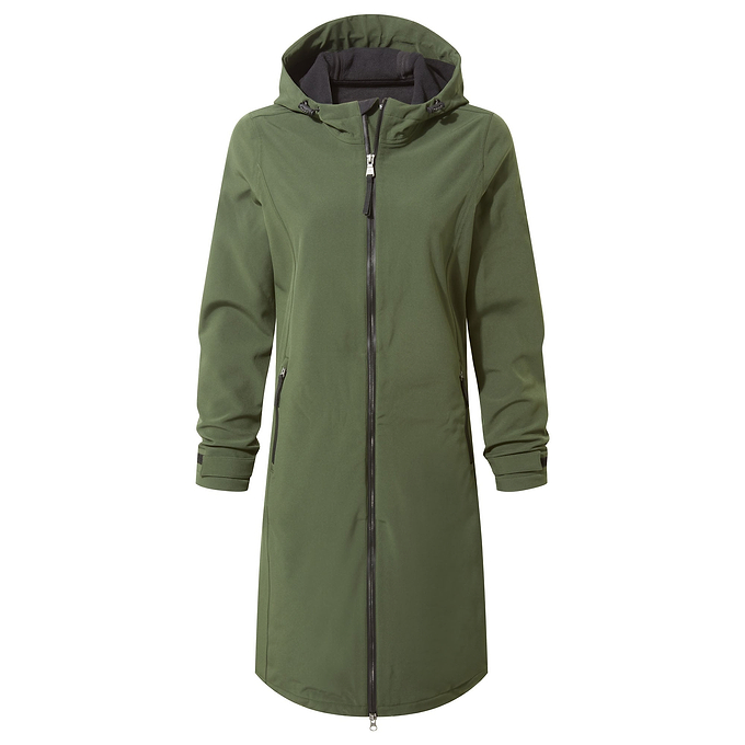 Enya Womens Softshell Long Jacket - Dark Green
