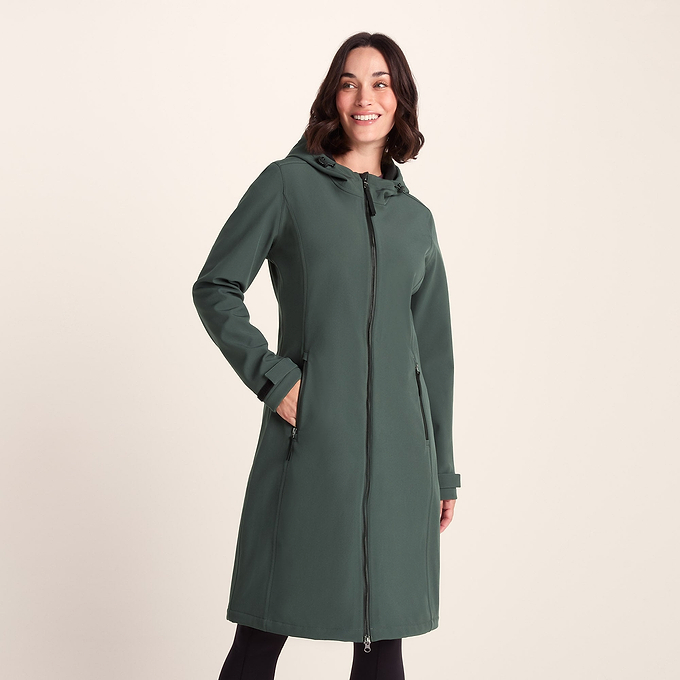Enya Womens Softshell Long Jacket - Racing Green