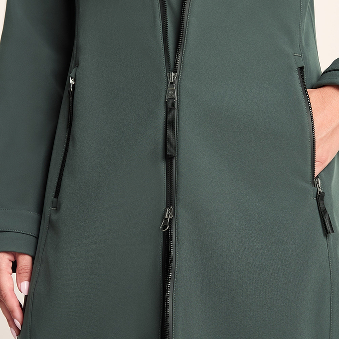 Enya Womens Softshell Long Jacket - Racing Green