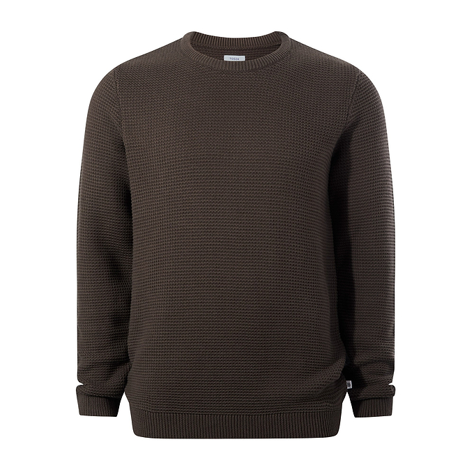 Ethan Mens Crew Neck Knit Jumper - Ash Brown