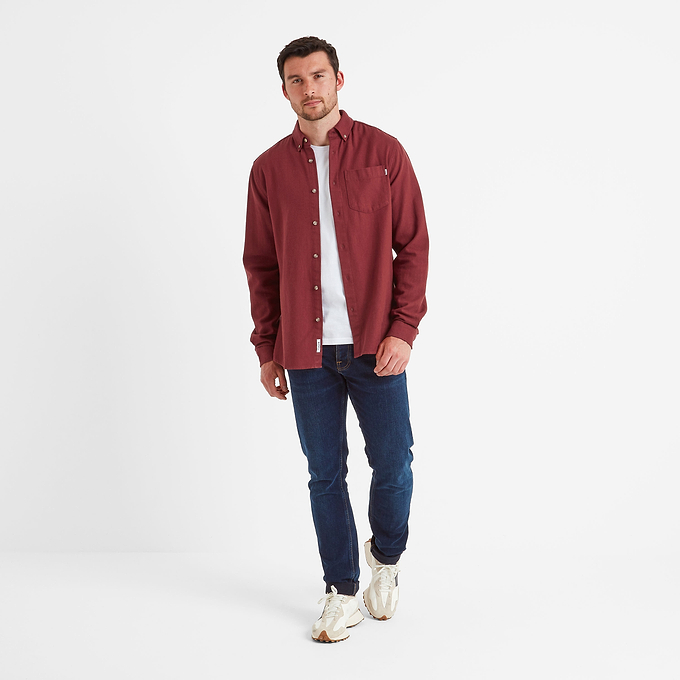 Ezra Mens Long Sleeve Shirt - Port