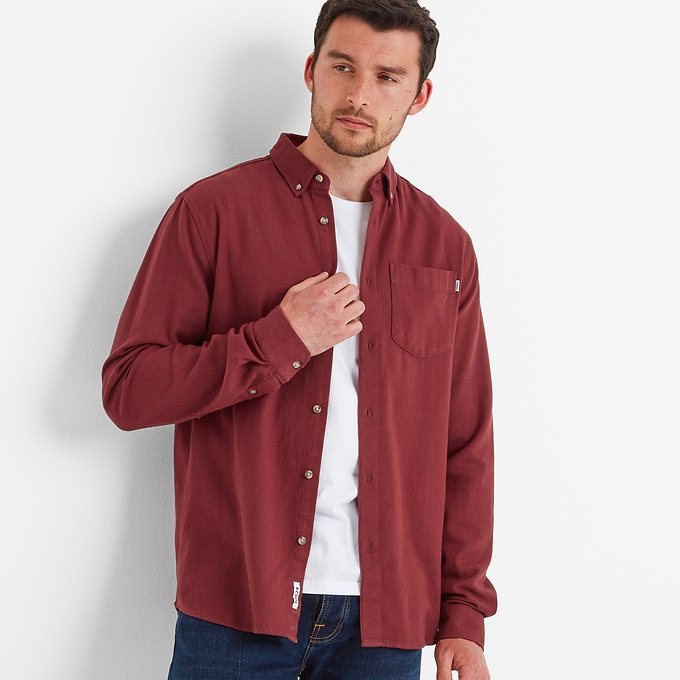 Ezra Mens Long Sleeve Shirt - Port