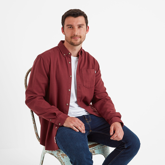 Ezra Mens Long Sleeve Shirt - Port