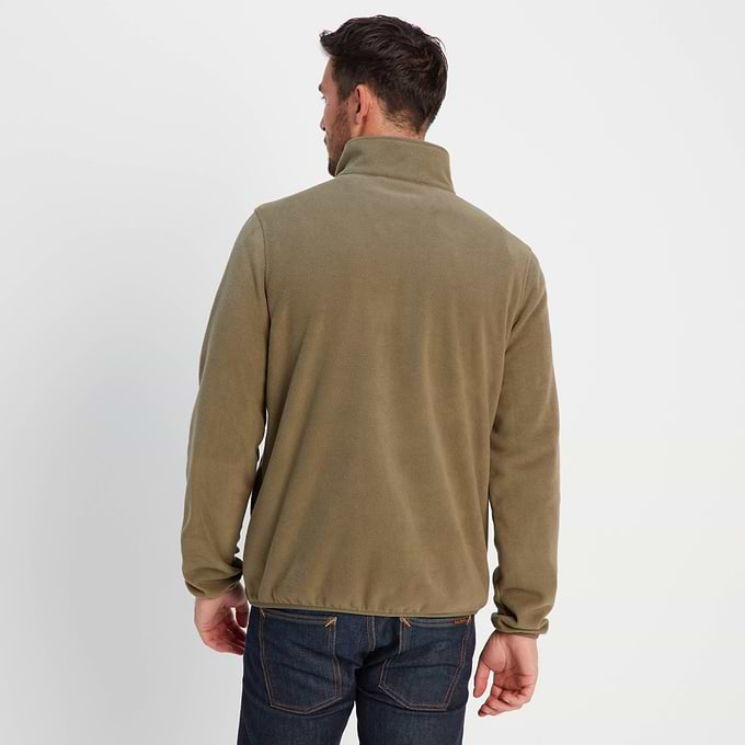 Farlow Mens Press Stud Neck Fleece - Khaki