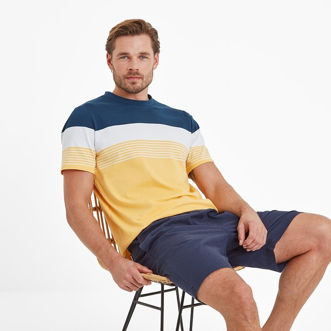 Farndon Mens T-Shirt - Inky Blue/Sunflower