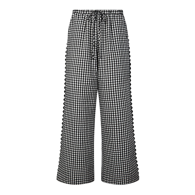 Fearne Womens Gingham Trousers - Black Check