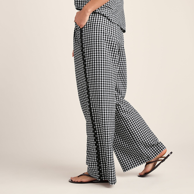 Fearne Womens Gingham Trousers - Black Check
