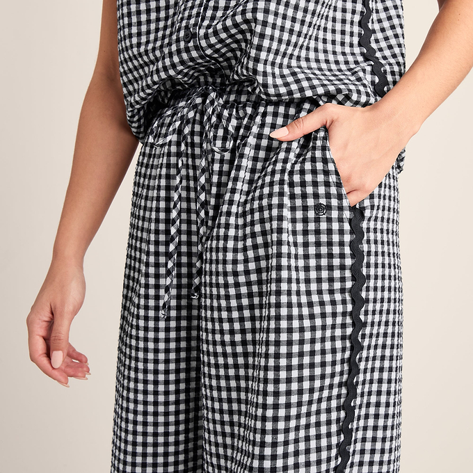 Fearne Womens Gingham Trousers - Black Check