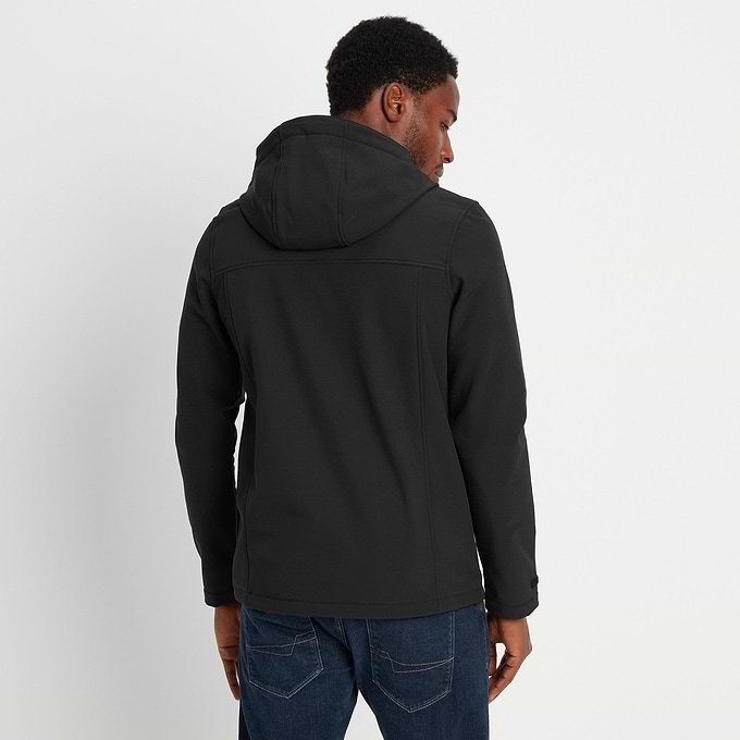 Feizor Mens Shower Resistant Softshell Hooded Jacket - Black
