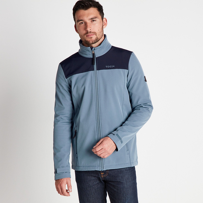 Feizor Mens Shower Resistant Softshell Jacket - Steel Blue/Navy