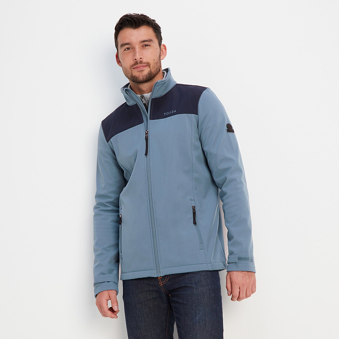 Feizor Mens Shower Resistant Softshell Jacket - Steel Blue/Navy
