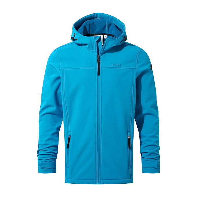 Feizor Mens Shower Resistant Softshell Hooded Jacket - Tropical Blue