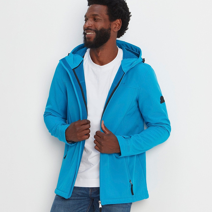 Feizor Mens Shower Resistant Softshell Hooded Jacket - Tropical Blue