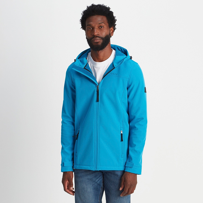 Feizor Mens Shower Resistant Softshell Hooded Jacket - Tropical Blue