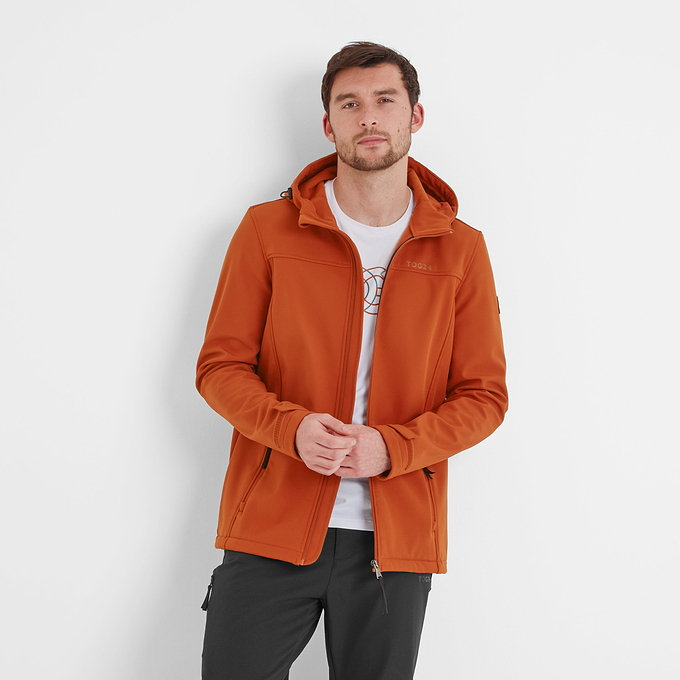 Feizor Mens Shower Resistant Softshell Hooded Jacket - Burnt Orange