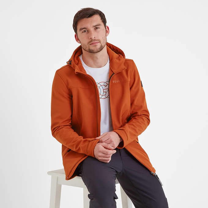 Feizor Mens Shower Resistant Softshell Hooded Jacket - Burnt Orange