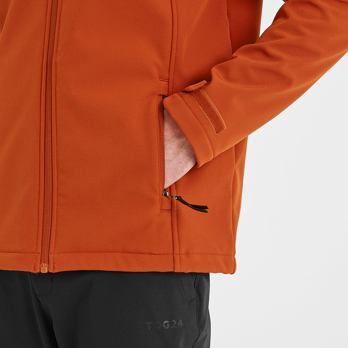 Feizor Mens Shower Resistant Softshell Hooded Jacket - Burnt Orange