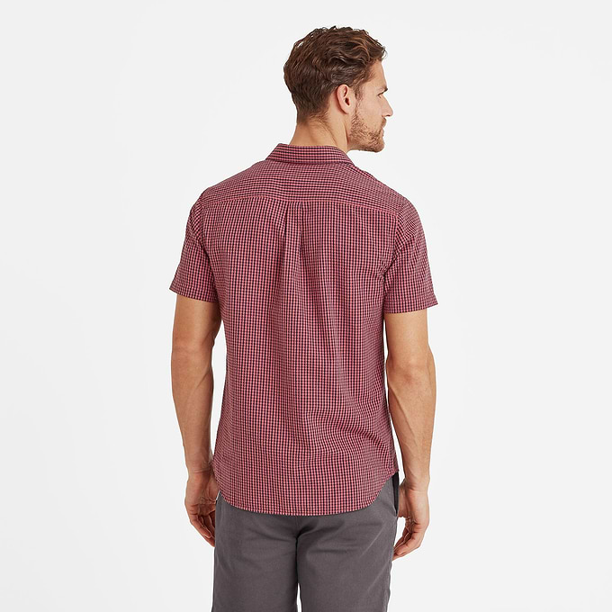 Fenton Mens Short Sleeve Shirt - Washed Red Gingham