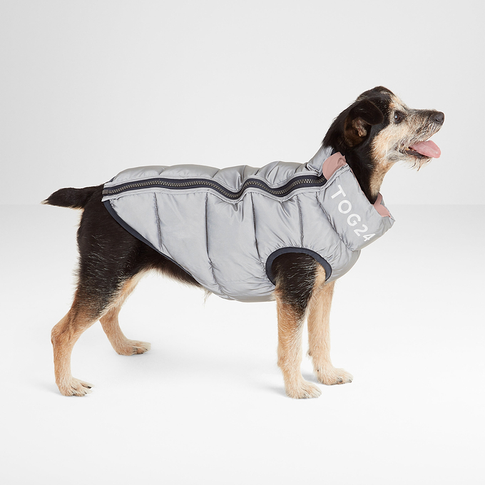 Fetch Reversible Padded Dog Coat M - Faded Pink/Ice Grey/Washed Blue