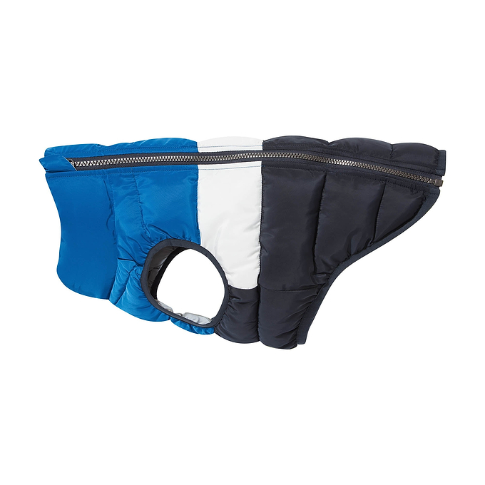 Fetch Reversible Padded Dog Coat M - Peacock Blue/Dark Indigo/Optic White