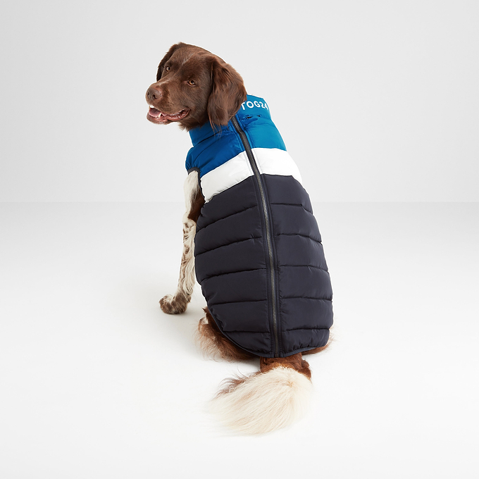 Fetch Reversible Padded Dog Coat M - Peacock Blue/Dark Indigo/Optic White