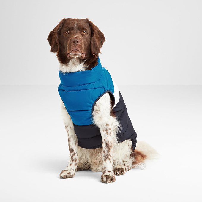 Fetch Reversible Padded Dog Coat M - Peacock Blue/Dark Indigo/Optic White