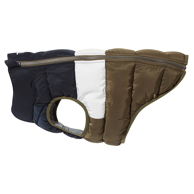 Fetch Reversible Padded Dog Coat M - Khaki/Dark Indigo/Optic White