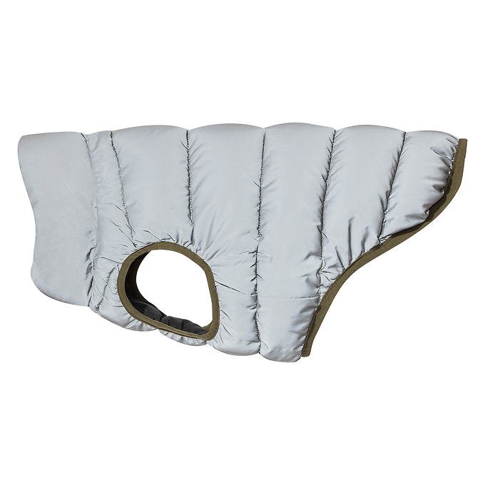 Fetch Reversible Padded Dog Coat M - Khaki/Dark Indigo/Optic White