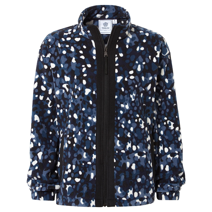 Firan Womens Fleece Jacket - Oxford Blue Pebble Print