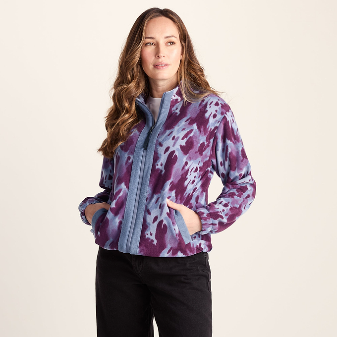 Firan Womens Relaxed Fit Microfleece Jacket - Smokey Blue Print