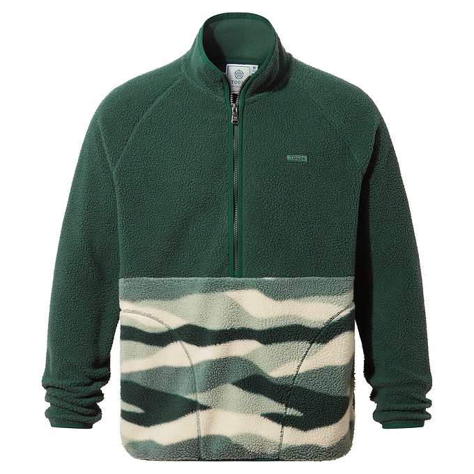 Flaxley Mens Sherpa Fleece - Racing Green Landscape Print