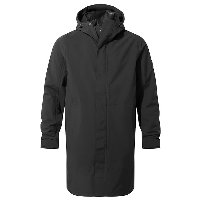 Glenton Mens Long Waterproof Jacket - Black