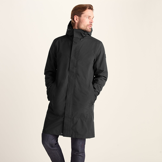 Glenton Mens Long Waterproof Jacket - Black
