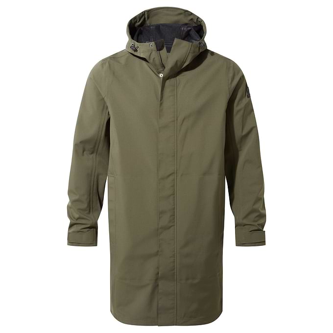 Glenton Mens Long Waterproof Jacket - Moss Green