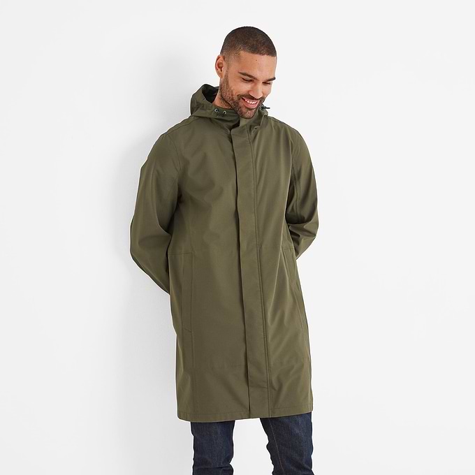 Glenton Mens Long Waterproof Jacket - Moss Green