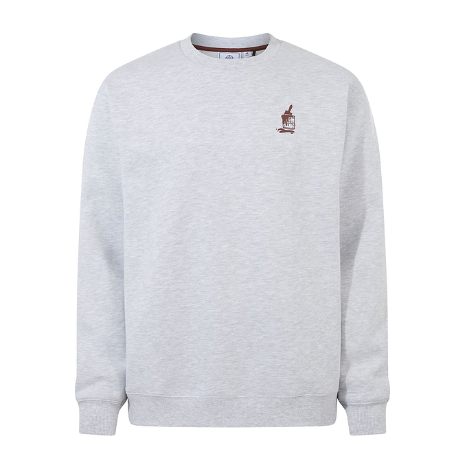 Graft Mens Supersoft Graphic Print Crew Neck Sweatshirt - Light Grey Melange