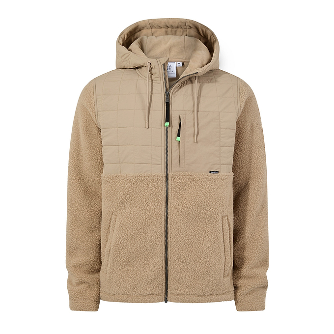 Hare Mens Padded Sherpa Hooded Jacket - Light Sand