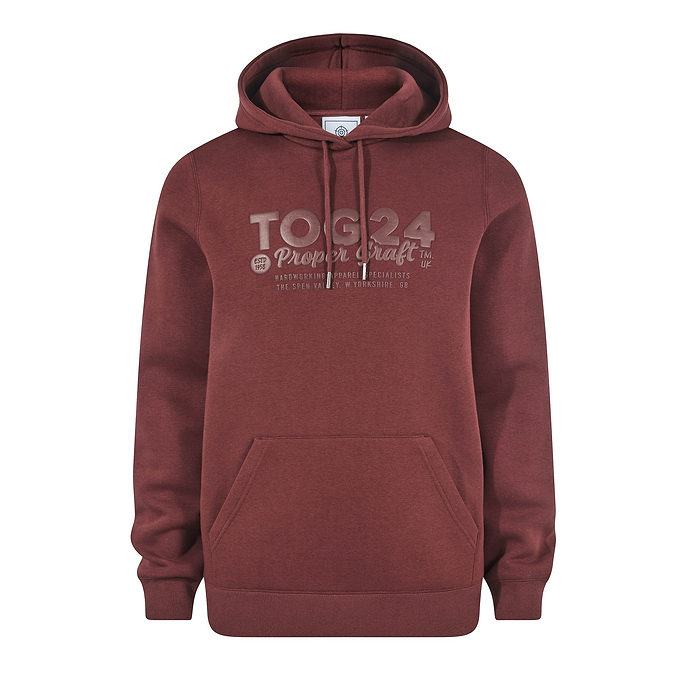Hazelhurst Mens Supersoft Heavyweight Graphic Print Hoodie - Burnt Caramel