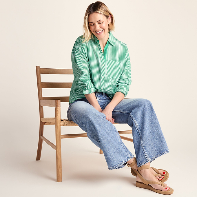 Helena Womens Oversized 100% Cotton Long Sleeve Shirt - Optic White