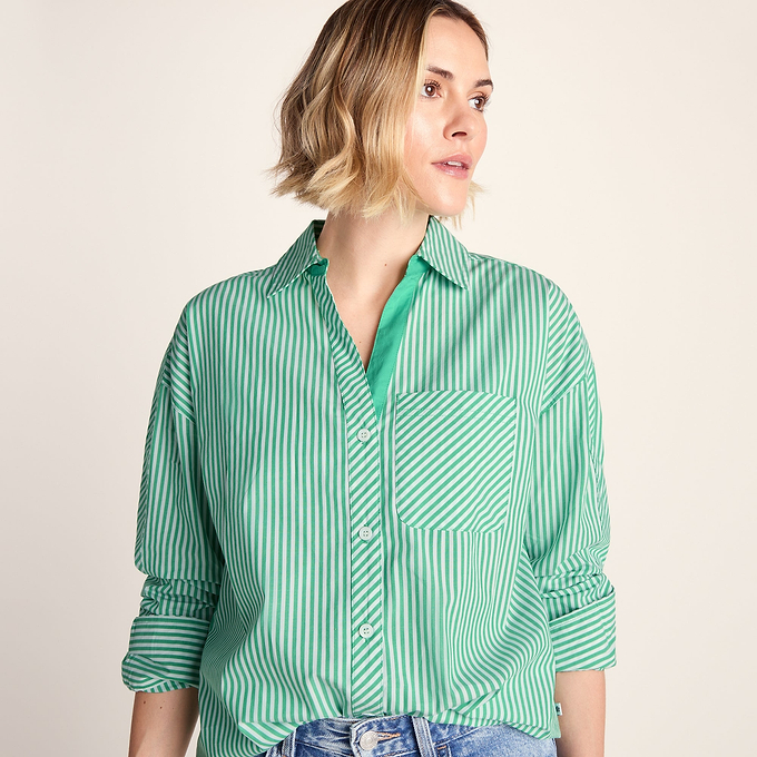 Helena Womens Oversized 100% Cotton Long Sleeve Shirt - Optic White