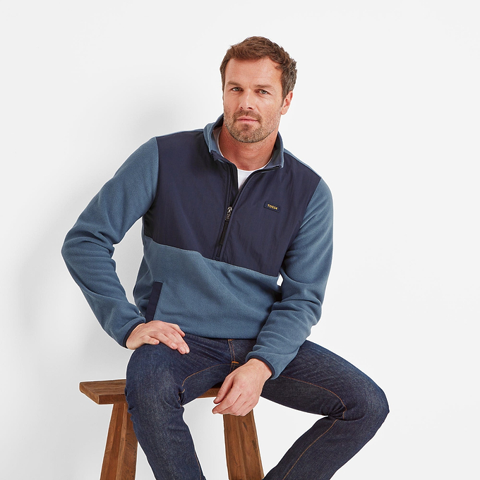 Herwick Mens Half Zip Fleece - Steel Blue/Indigo