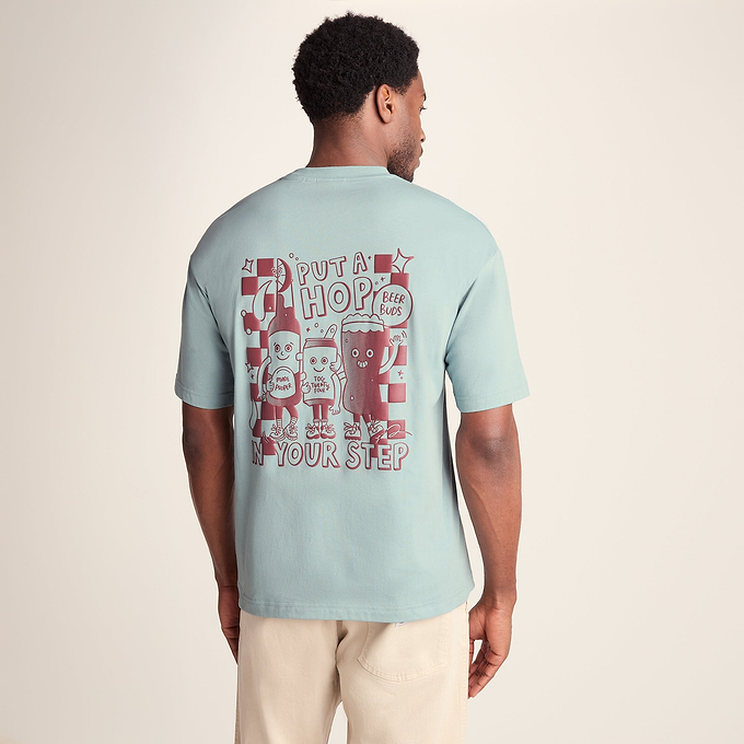 Hop Mens Relaxed Fit Premium Supersoft Hattie Clark T-Shirt - Summer Sky