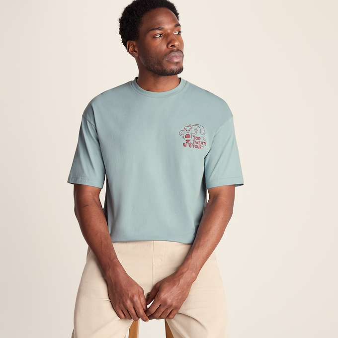 Hop Mens Relaxed Fit Premium Supersoft Hattie Clark T-Shirt - Summer Sky