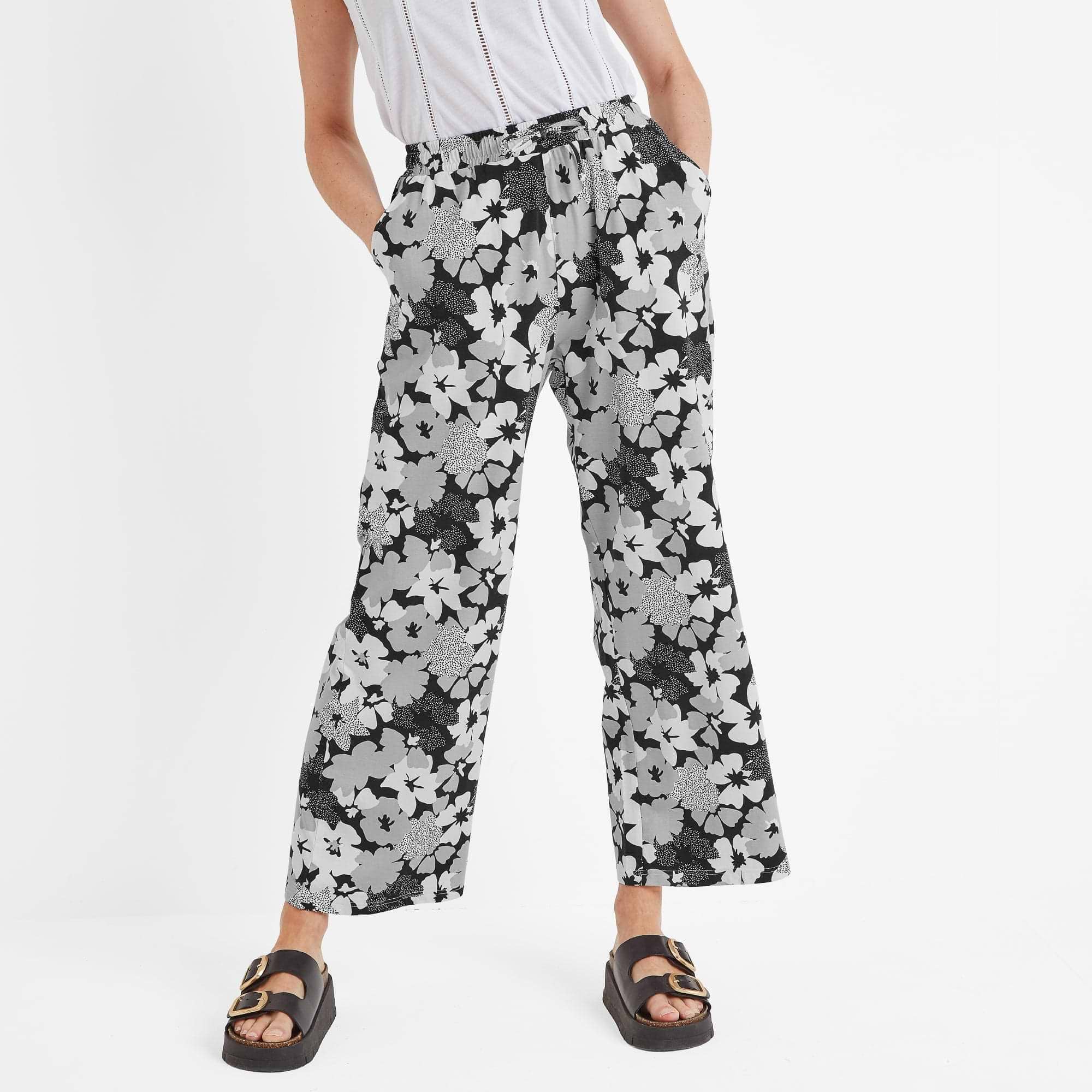 Izzie Women's Trousers in Black Floral Print | TOG24