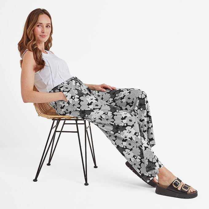 Izzie Womens Trousers - Black Floral Print