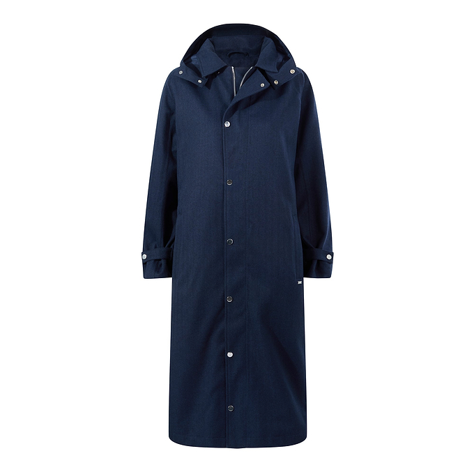 Jemima Womens Waterproof Longline Belted Tench Coat - Navy Melange