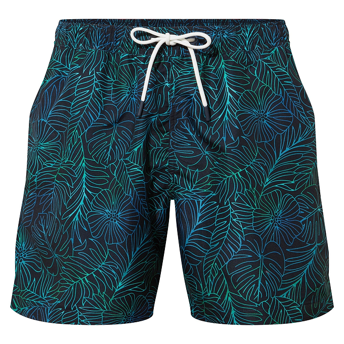 Kai Mens Swimming Shorts - Dark Indigo Tropical Print