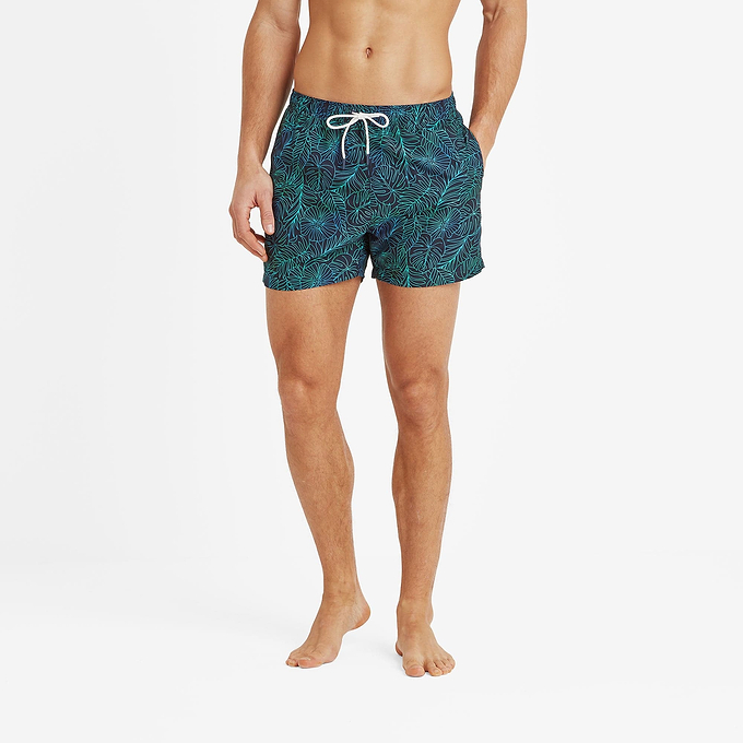 Kai Mens Swimming Shorts - Dark Indigo Tropical Print