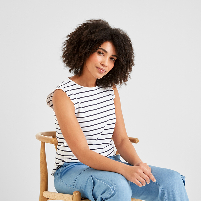 Katie Womens Vest - Optic White/Dk Indigo