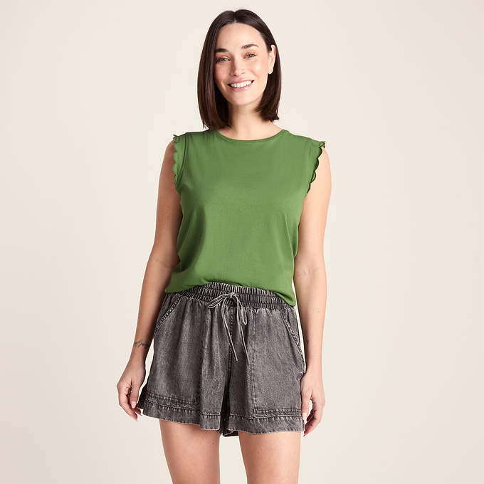Katie Womens 100% Cotton Supersoft Vest - Dark Matcha